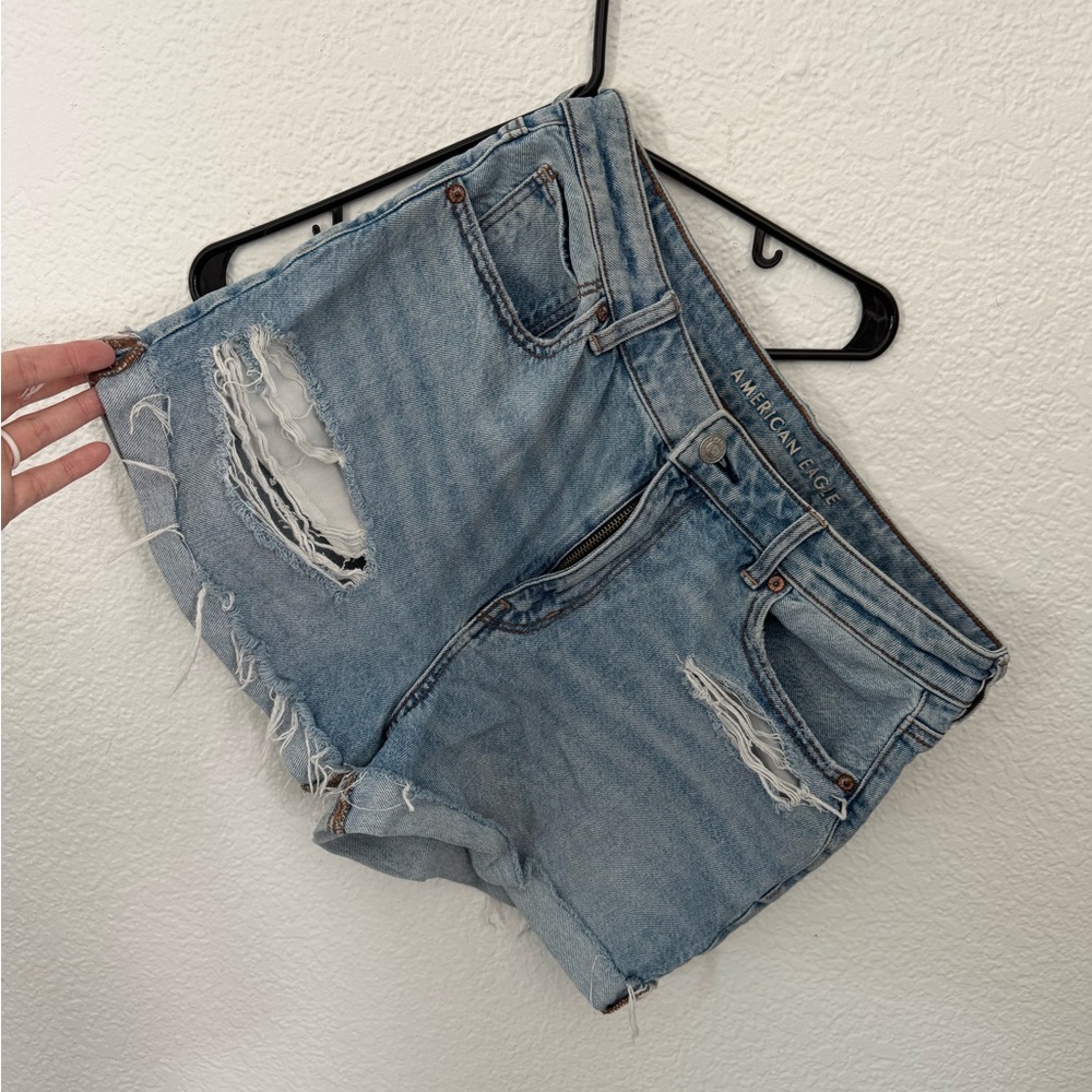 American Eagle Outfitters Light Blue Distressed Denim Shorts